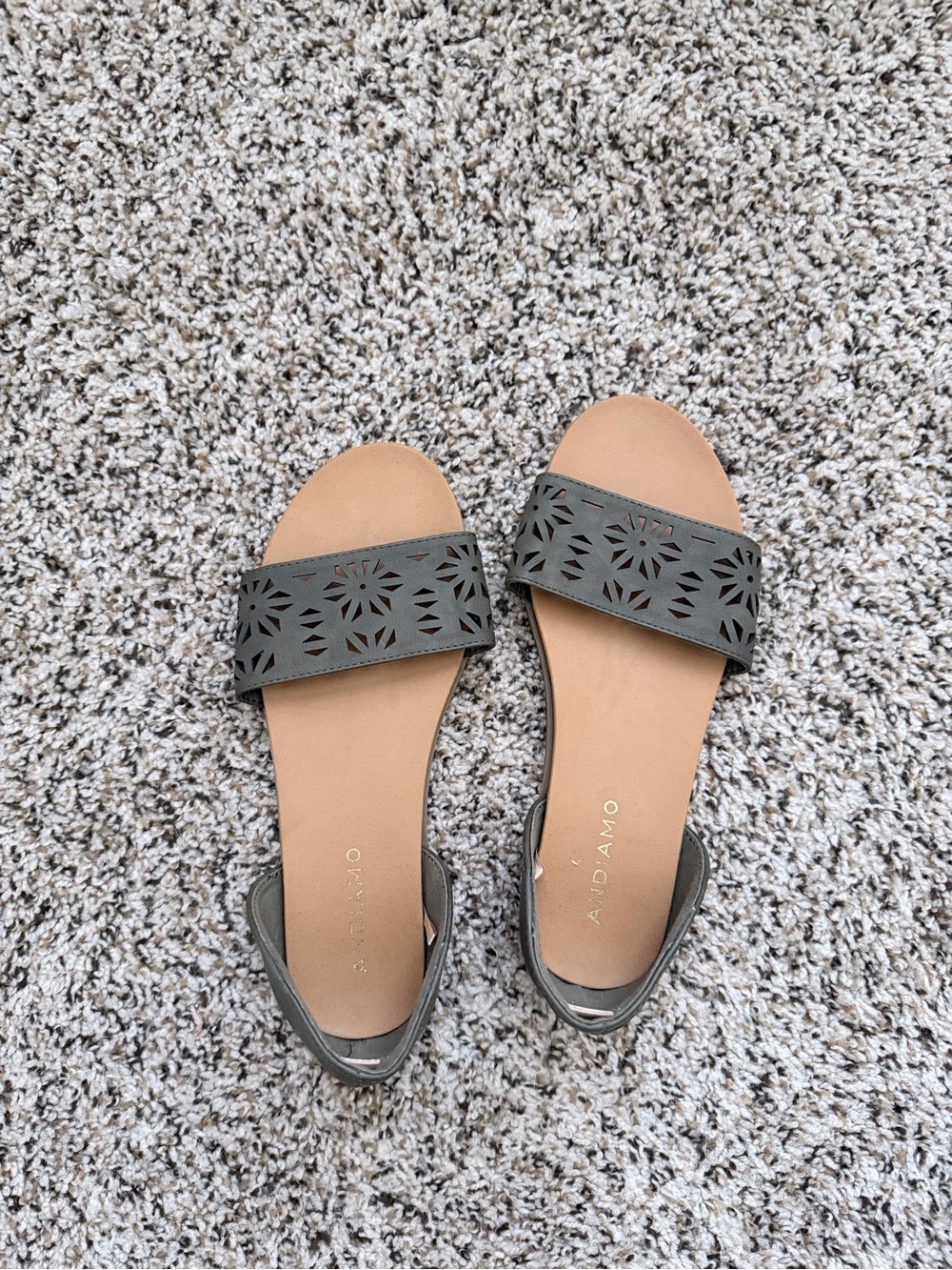 Andiamo Olive Laser-Cut Slide Sandals